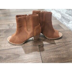 Toms Women Majorca Open Toe Leather Pump Heels Boots shoes Size 8M